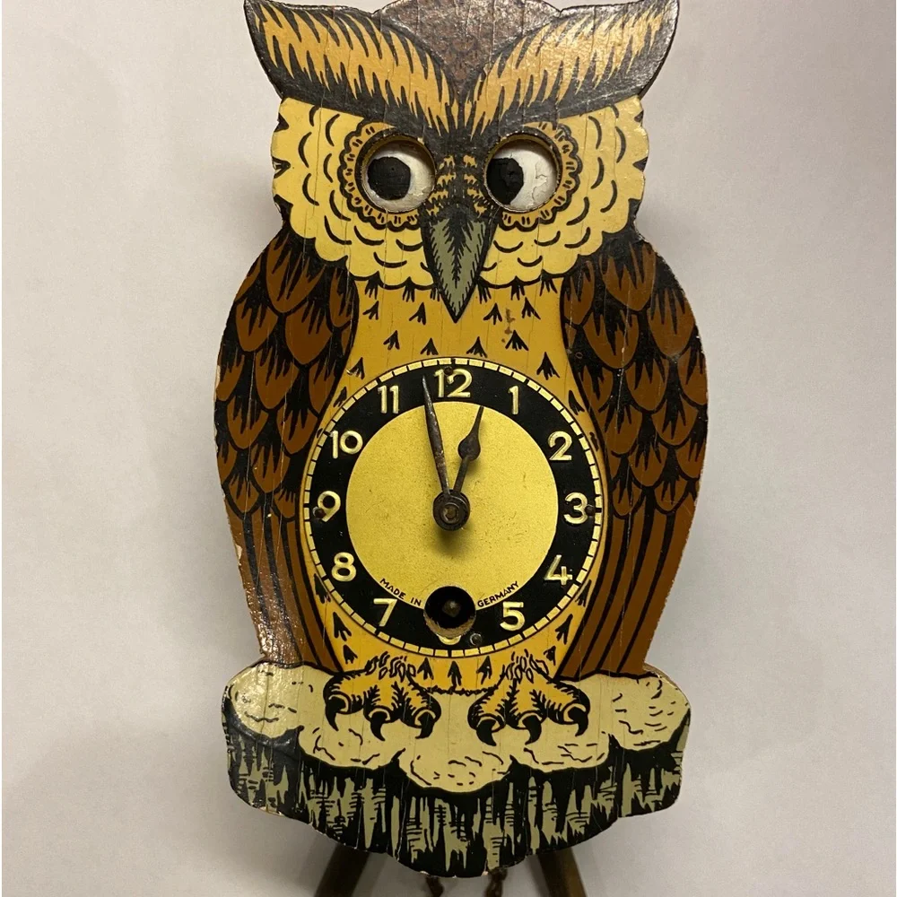 German Owl Clock | Other | Antique German Blinking Eye Owl